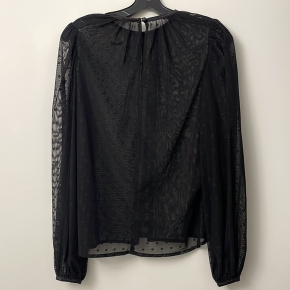 Vixen by Micheline Pitt - Lovely Blouse in Black Swiss Dot - Size Medium - Picture 2 of 5